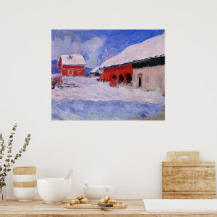 Monet - Red Houses at Bjornegaard Poster