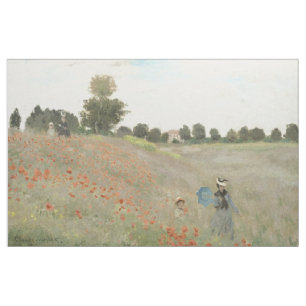 Monet Red Poppy Field Wildflower Flowers Fabric