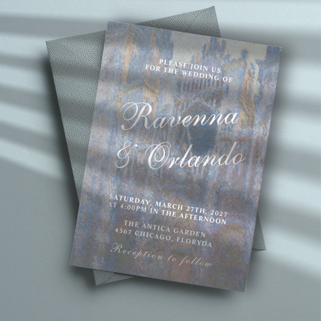 Monet Rouen Cathedral Fine Art  Romantic Wedding Invitation (Creator Uploaded)