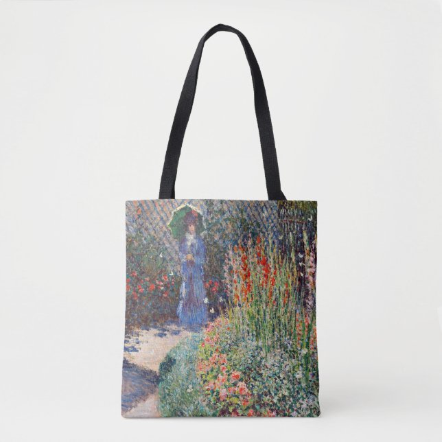 Monet - Rounded Flower Bed, famous painting, Tote Bag (Front)