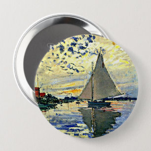 Monet - Sailboat at le Petit Gennevilliers 10 Cm Round Badge