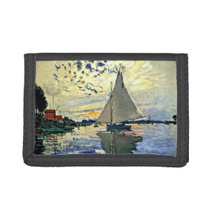 Monet - Sailboat at le Petit Gennevilliers Canvas  Trifold Wallet