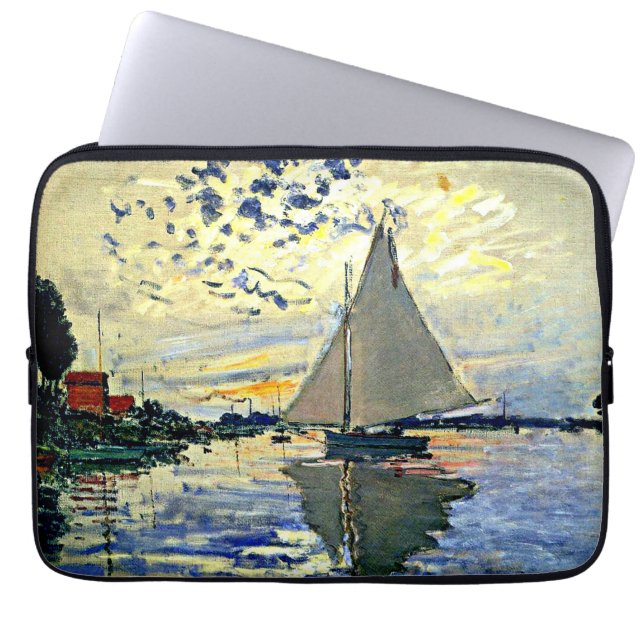 Monet - Sailboat at le Petit Gennevilliers Laptop Sleeve (Front)