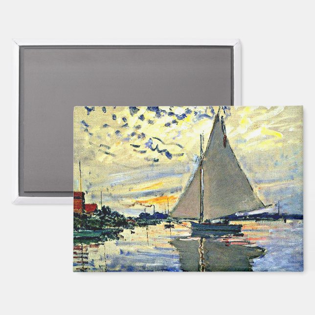 Monet - Sailboat at le Petit GENNEVILLIERS Magnet (Front/Back)
