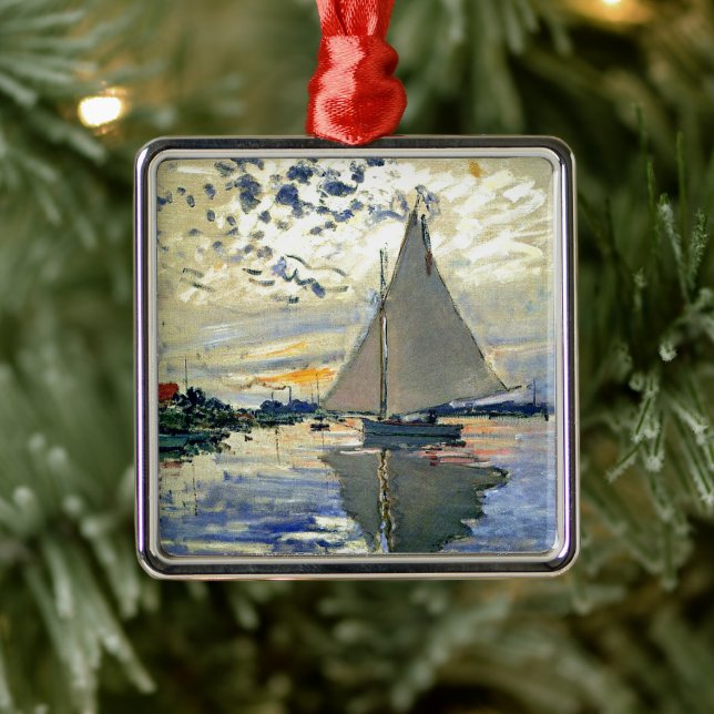 Monet - Sailboat at Le Petit-Gennevilliers Metal Tree Decoration (Tree)