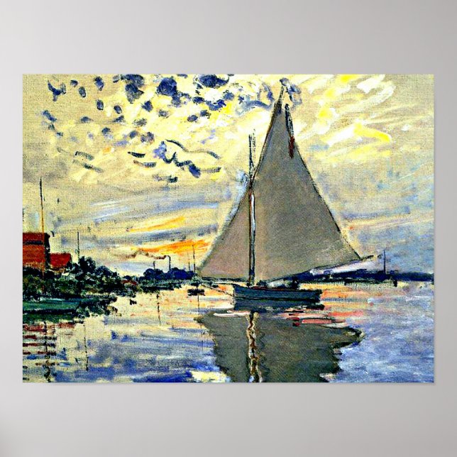 Monet - Sailboat at le Petit Gennevilliers Poster (Front)