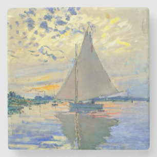 Monet Sailboat at Le Petit-Gennevilliers Stone Coaster