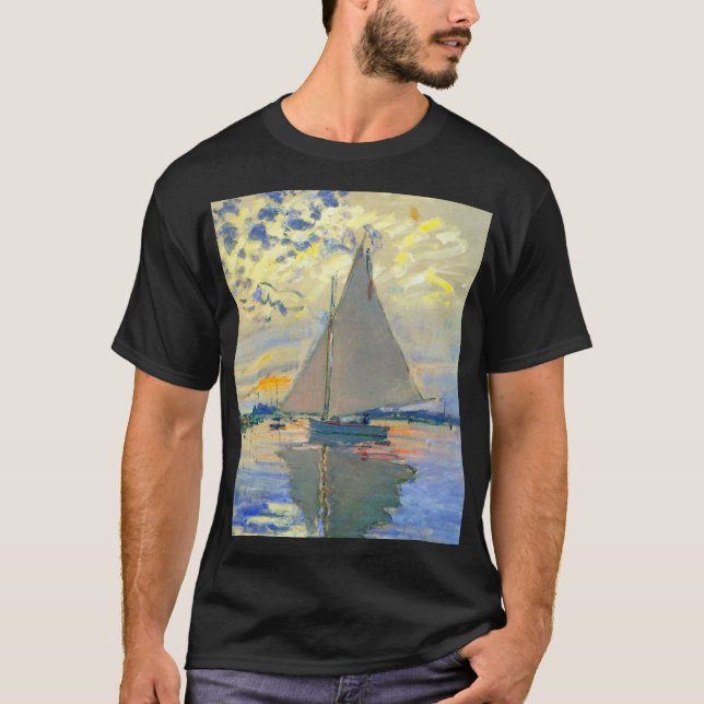 Monet Sailboat at Le Petit-Gennevilliers T-Shirt (Front)