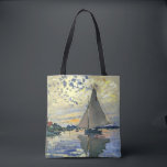 Monet - Sailboat at Le Petit-Gennevilliers, Tote Bag<br><div class="desc">Claude Monet painting,  Sailboat at Le Petit-Gennevilliers,  throw pillow.</div>