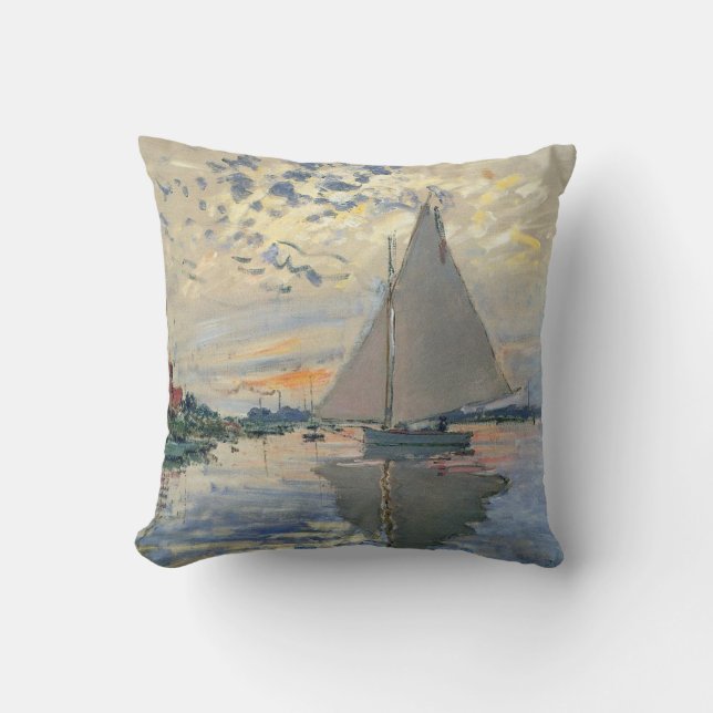Monet Sailboat French Impressionism Classic Art Cushion (Front)