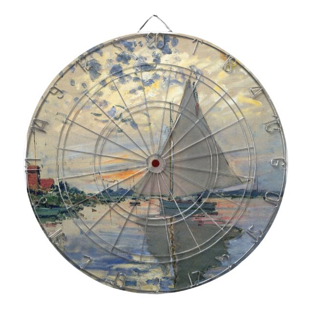 Monet Sailboat French Impressionism Classic Art Dartboard (Front)
