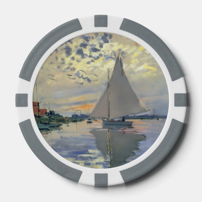 Monet Sailboat French Impressionism Classic Art Poker Chips (Front)