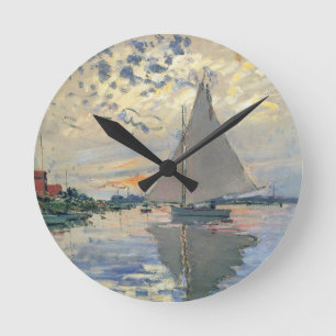 Monet Sailboat French Impressionist Round Clock