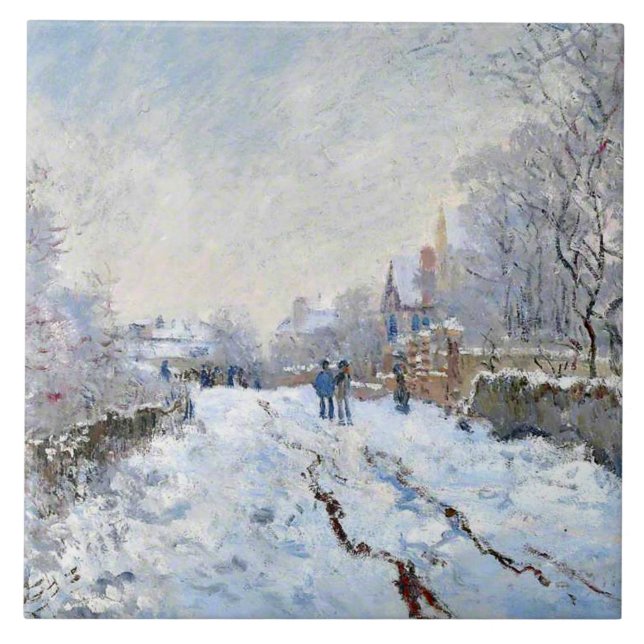 Monet - Snow Scene at Argenteuil Tile (Front)