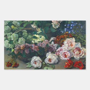 Monet Spring Flowers Rectangular Sticker