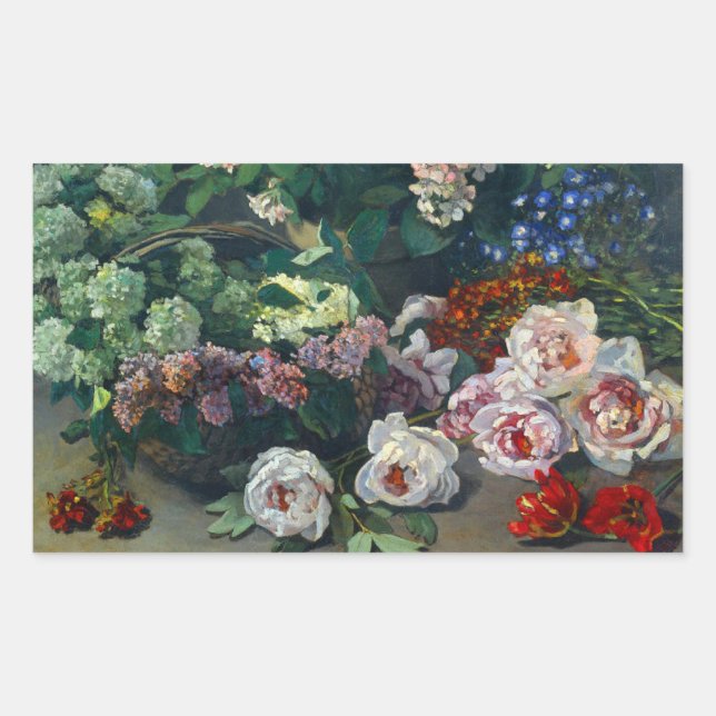 Monet Spring Flowers Rectangular Sticker (Front)