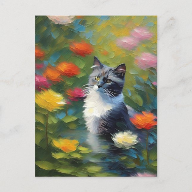 Monet Style Cat Postcard (Front)
