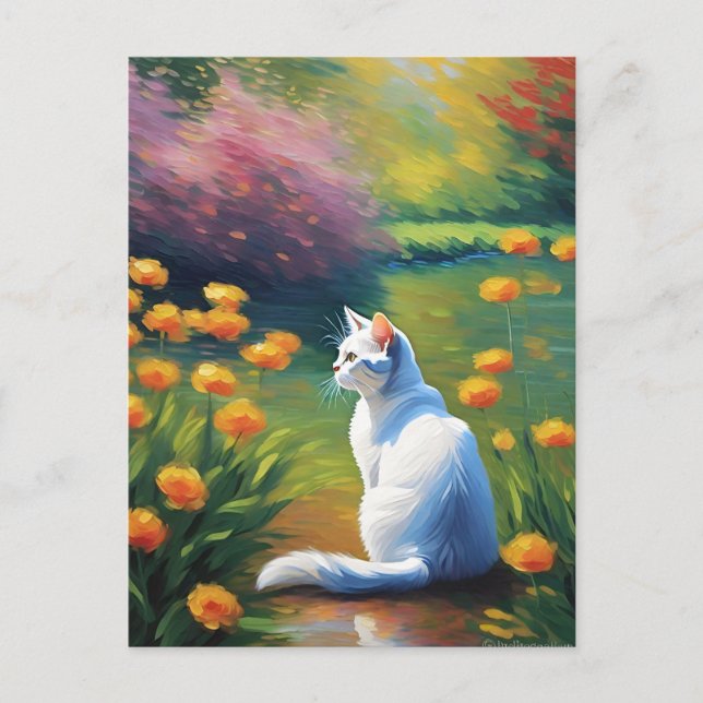 Monet Style Cat Postcard (Front)