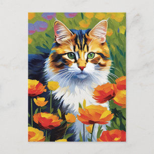 Monet Style Cat Postcard