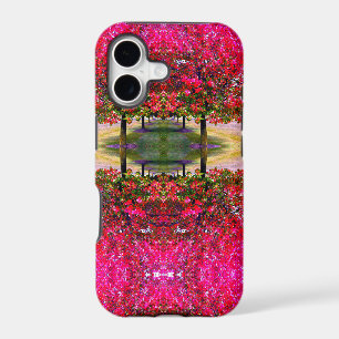 Monet style pink Autumn landscape, pink leaves