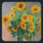 Monet Sunflowers Square Sticker<br><div class="desc">Stickers featuring Claude Monet’s oil painting Bouquet of Sunflowers (1881). Beautiful sunflowers in a blue vase atop a red table. A great gift for fans of impressionism and French art.</div>