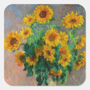 Monet Sunflowers Square Sticker