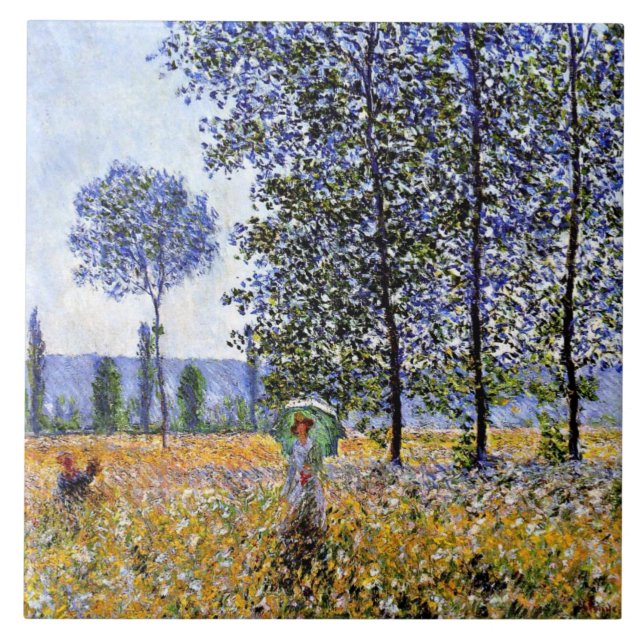 Monet - Sunlight Effect under the Poplars, Tile (Front)