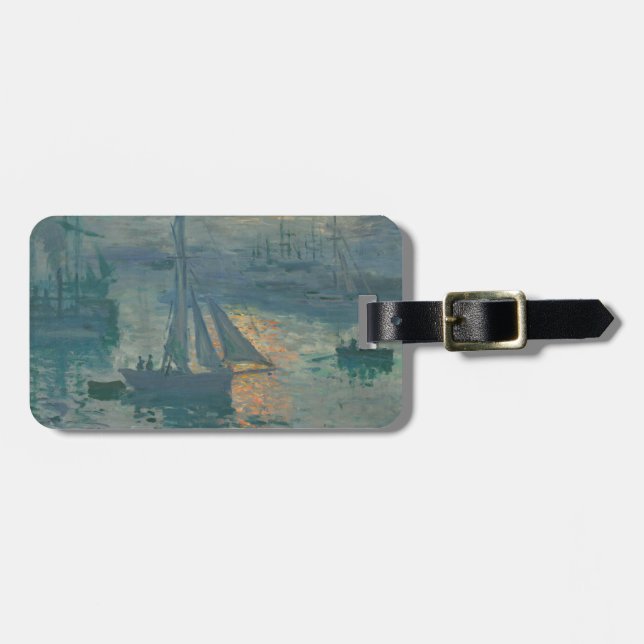 Monet Sunrise Marine Impressionism Painting Luggage Tag (Front Horizontal)