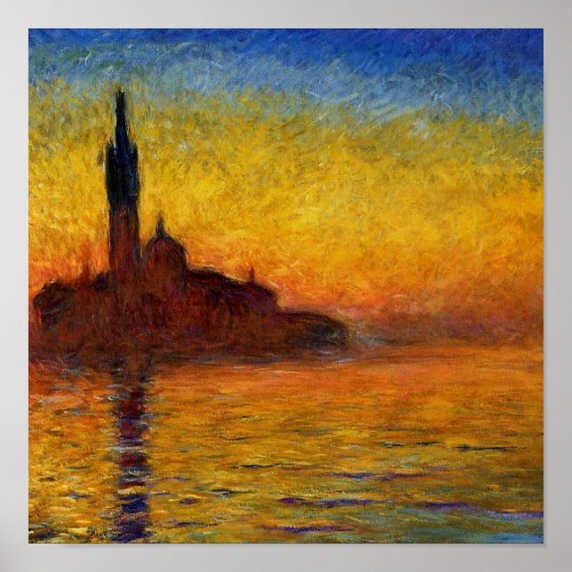 Monet Sunset in Venice Impressionist Painting Poster (Front)