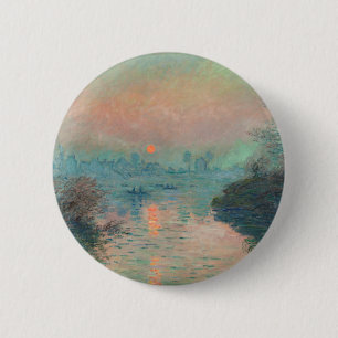 Monet Sunset on the Seine Fine Art Impressionism 6 Cm Round Badge