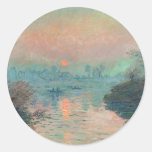 Monet Sunset on the Seine Fine Art Impressionism  Classic Round Sticker