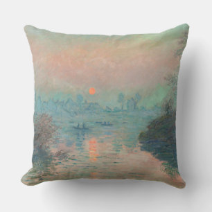 Monet Sunset on the Seine Fine Art Impressionism Cushion