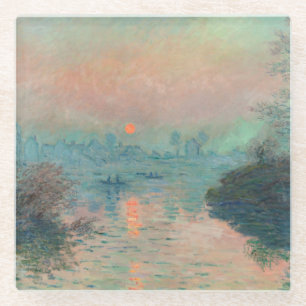 Monet Sunset on the Seine Fine Art Impressionism  Glass Coaster