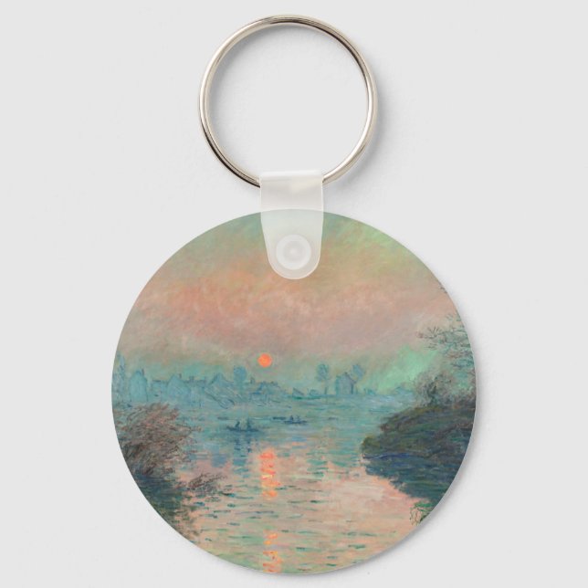 Monet Sunset on the Seine Fine Art Impressionism  Key Ring (Front)