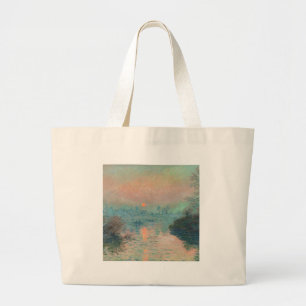 Monet Sunset on the Seine Fine Art Impressionism Large Tote Bag