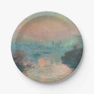 Monet Sunset on the Seine Fine Art Impressionism Paper Plate