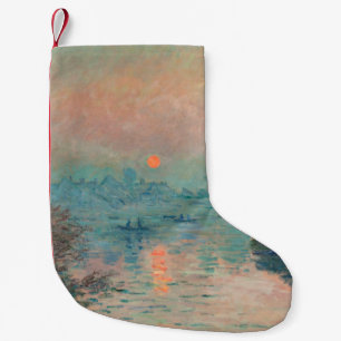 Monet Sunset on the Seine Fine Art Impressionism Small Christmas Stocking