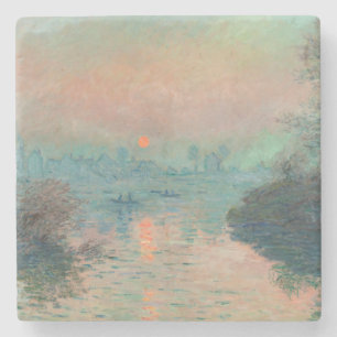 Monet Sunset on the Seine Fine Art Impressionism Stone Coaster