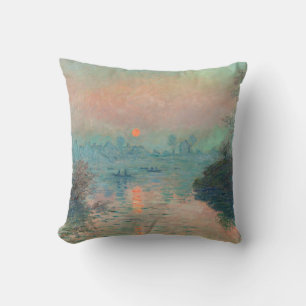 Monet Sunset Seine Fine Art Impressionism  Cushion