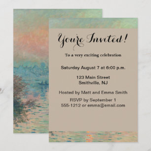 Monet Sunset Seine Fine Art Impressionism  Invitation