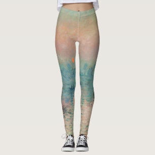 Monet Sunset Seine Fine Art Impressionism  Leggings
