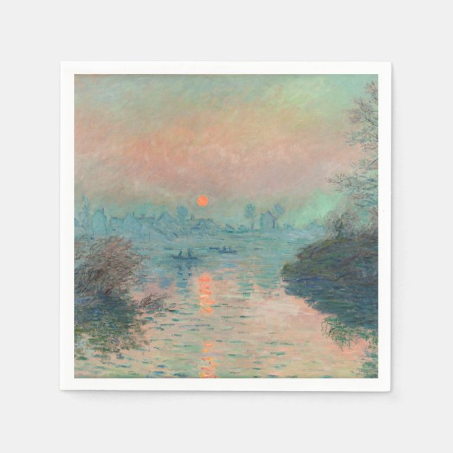 Monet Sunset Seine Fine Art Impressionism  Napkin (Front)