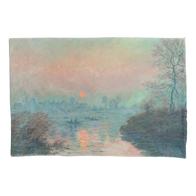 Monet Sunset Seine Fine Art Impressionism  Pillowcase (Front)
