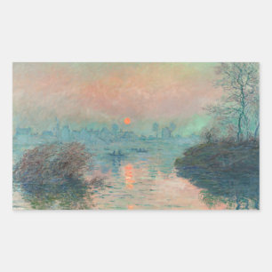 Monet Sunset Seine Fine Art Impressionism Rectangular Sticker