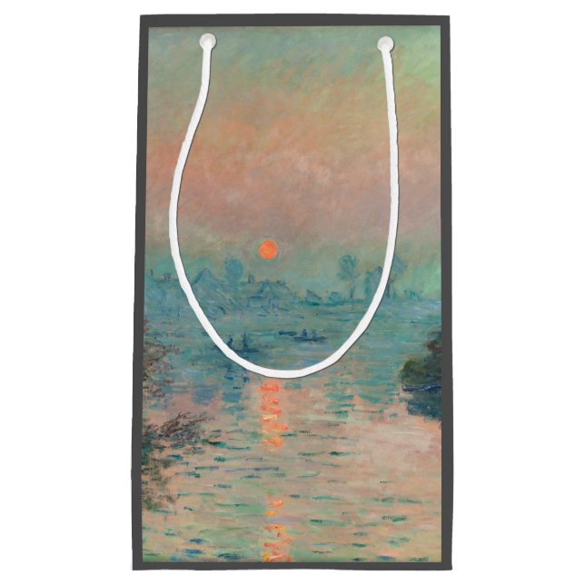 Monet Sunset Seine Fine Art Impressionism  Small Gift Bag (Front)