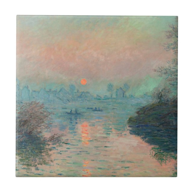 Monet Sunset Seine Fine Art Impressionism  Tile (Front)
