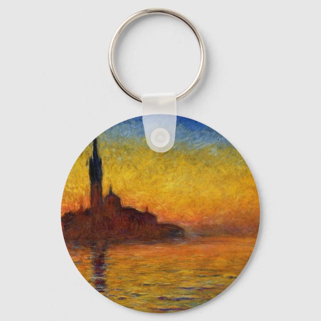 Monet Sunset Venice Colorful Impressionism Art Key Ring (Front)