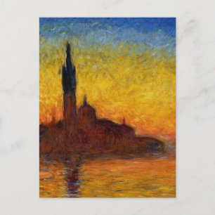 Monet Sunset Venice Colourful Impressionism Art Postcard