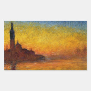 Monet Sunset Venice Colourful Impressionism Art Rectangular Sticker