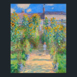 Monet The Artist's Garden at Vétheuil  Poster<br><div class="desc">Poster featuring Claude Monet’s oil painting The Artist's Garden at Vétheuil (1880). Sunflowers and other beautiful blue and red flowers line a garden path where children are taking a pleasant stroll. A great gift for fans of impressionism and French art.</div>